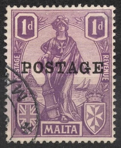 SG145 1d 1926 MALTA Definitivi 1926: Melita e Britannia sovrastampato SPEDIZIONE - Foto 1 di 2