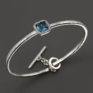 IPPOLITA Stella London Blue Topaz & Diamonds Toglette Bangle Bracelet in Silver - Picture 1 of 4