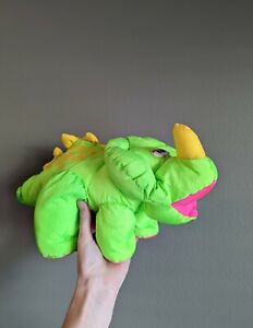 vintage Fisher-Price puffalump neon green triceratops dinosaur roars plush 1992