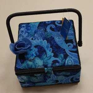 Nähkorb Nähkörbchen Nähkasten Nähbox Nähkästchen Handarbeitskorb Nähen BLUE ROSE - Picture 1 of 5