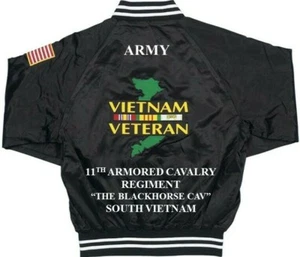 11TH ARMORED CAVALRY REGIMENT SOUTH VIETNAM EMBROIDERED SATIN JACKET(BACK ONLY) - Picture 1 of 12