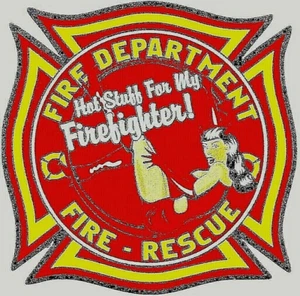 HOT STUFF FOR MY FIREFIGHTER Reflective Maltese Cross Firefighter Decal  5" x 5" - Picture 1 of 1