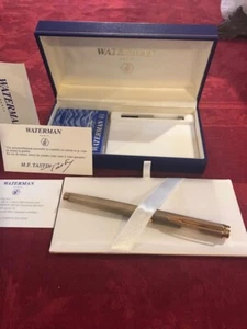 WATERMAN Gentleman Ideal Fountain Pen in Sterling Silver with 18K Gold NIB - Picture 1 of 12