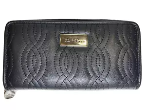 NUOVO PORTAFOGLIO BELLA RUSSO NERO ECOPELLE TRAPUNTATO ZIP AROUND - Foto 1 di 4
