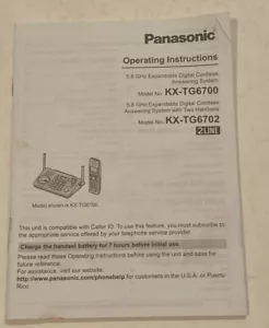 INSTRUCCIONES DE FUNCIONAMIENTO PANASONIC KX-TG6700 KX-TG6702 - Imagen 1 de 1