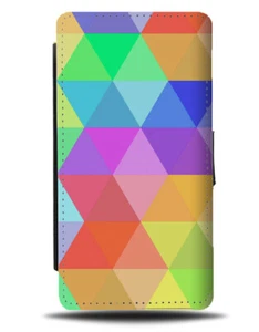 Estuche tipo billetera abatible con patrón geométrico arco iris formas diseño de varias formas E621 - Imagen 1 de 3