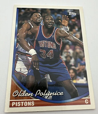 1993-94 Topps NBA Basketball Card Olden Polynice Detroit Pistons Mint #48 - Image 1 of 3