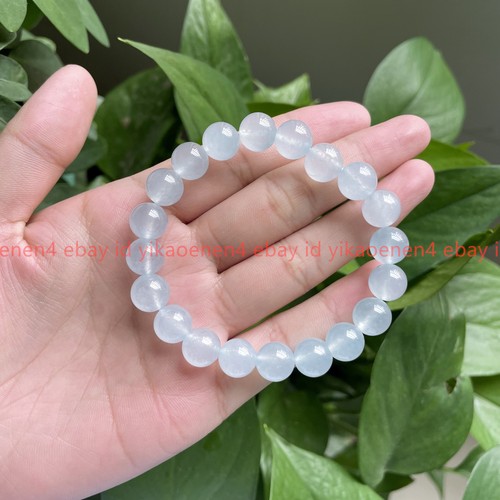 VALENTINO "Pretty Natural Bracciale Elastico Perline Rotonde Pretty Natural 6 8 10 12 mm Gemme Giada Blu Leggero 7 5"