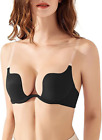 Sexy Code 1701 Womens Low Plunge Push Up Bra with Clear Straps Convertible... 