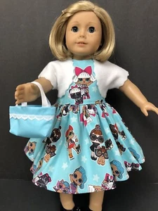 18 Zoll Puppe Aqua LOL Kleid Set passend für American Girl Puppen Achselzucken Handtasche - Bild 1 von 4