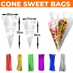 Bolsas CONO DE VIOLONCHELO DE CELOFÁN GRANDES DULCES PEQUEÑOS NIÑOS FAVOR REGALO GOLOSINAS TRANSPARENTES - Imagen 1 de 19