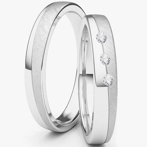 925 Silberring Verlobungsringe Trauringe Eheringe Partnerringe+ Gravur Damenring - Bild 1 von 4