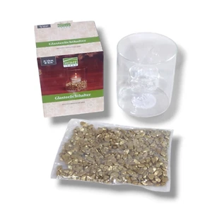 Glasteelichthalter mit Glitterdekosteinen mehrere farben H 10 cm / ø 9 cm - Bild 1 von 5