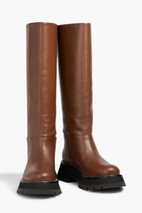 NWOB 3.1 Phillip Lim Kate Leather Lug Sole Knee Boots in Saddle size 37.5/7.5 - Picture 1 of 15