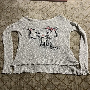 girls abercrombie kids knit sweater cat kitten L / XL - Picture 1 of 9