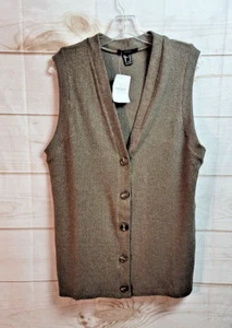NWT ~ Forever 21 Ribbed Cardigan Sweater Vest ~Button Up ~ Lt Wgt ~ Brown ~ Sz S - Picture 1 of 6