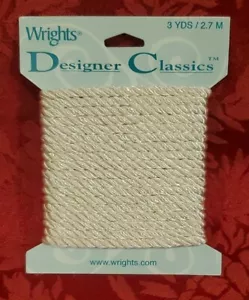 Wrights Designer Classics Twisted Rope Trim CREAM Shiny Rayon 3/16" wide 3 yards - Picture 1 of 2