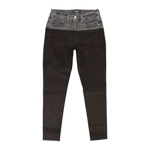 JEANS SKINNY AMIRI PELLE A CONTRASTO NERO INVECCHIATO NUOVO CON ETICHETTE TAGLIA 29 $1490