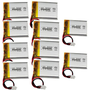 10x 3.7V 503040 Li-ion Polymer Rechargeable Battery w/Plug for MP3 MP4 Bluetooth