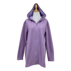 Lands' End Hoodie Womens L Large Lavender Cotton Blend Fleece Lined Full Zip - Picture 1 of 13
