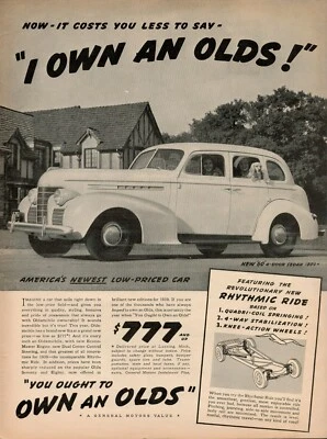 1939 Oldsmobile Olds Car Auto Automobile Vintage Print Ad General Motors USA - Image 1 of 4