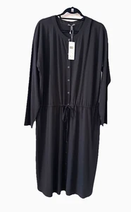 EILEEN FISHER Size XL Viscose Jersey Round Neck Knee Length Dress NWT Black - Picture 1 of 10