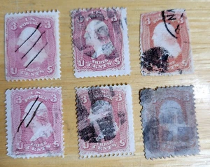 6 WASHINGTON 2 MIT GRILL US BRIEFMARKEN 1800ER STIFTSTEMPEL GEBRAUCHT NG FARBTÖNE 3 CENT #125 - Bild 1 von 16