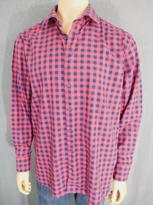 Bespoke Madison Avenue rot/blau kariertes Hemd XL 18 34-35 Trim Fit Baumwolle - Bild 1 von 11