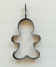 Large Black Metal Gingerbread Man Cookie Cutter with Rubber Covered Holder 