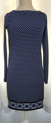 Michael Kors Womans Blue/black Polyester Dress Long Sleeves Stretchy Size Petite - Image 1 of 4