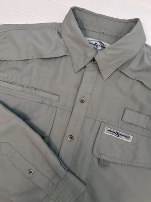 Camisa de equipo de pesca de alta tecnología Hook & Tackle para hombre L verde con botones manga larga Foto 1 de 4