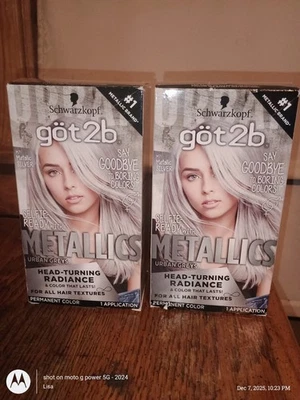 批量 2 件 Schwarzkopf GOT2B 金属银色 永久染发剂 - 请参阅图片 — 第 1/4 张图片