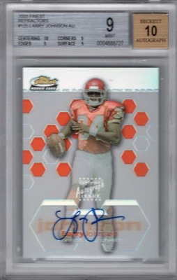 2003 LARRY JOHNSON FINEST REFRACTOR AUTO RC #125 3/199 BGS 9 SP CHEIFS GREAT! - Image 1 of 2