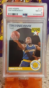 1990 HOOPS #113 TIM HARDAWAY RC WARRIORS HOF PSA 8 - Picture 1 of 2