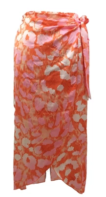 Quiz Women's Skirt Size S Satin Orange Wrap Animal Print & Side Tie Used F1 - Image 1 of 4