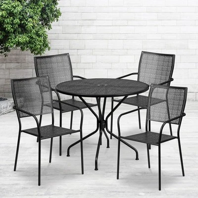Steel 5-piece 35.25-inch Round Indoor-Outdoor Dining Set - Image 1 of 4