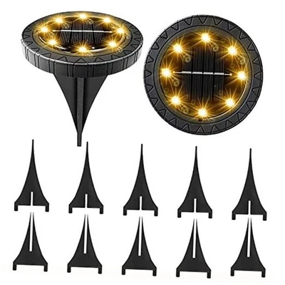 Paquete de 2 luces LED impermeables para disco exterior con energía solar - Paquete de 2 solares negras Foto 1 de 4