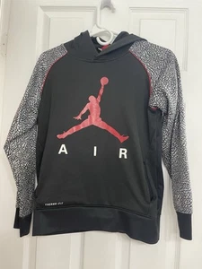 NIKE Air Jordan Pullover Hoodie Boys Size Large 12-13 yrs Black Red Jumpman Logo - Picture 1 of 15