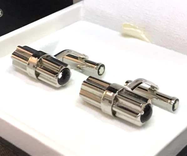 Подлинные мужские запонки Montblanc к 100-летию с бриллиантами в коробке - Изображение 1 из 4