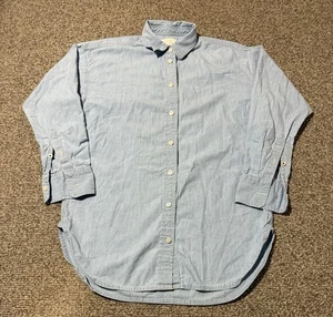J.Crew Denim Button Up Shirt Women’s 00 Blue Long Sleeve Relaxed Casual Beach - Picture 1 of 7