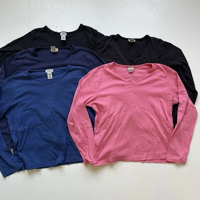 Lot Of 5 LL Bean Long Sleeve Pullover 100% Supima Cotton Tee Round Neck Size Med - Image 1 of 4