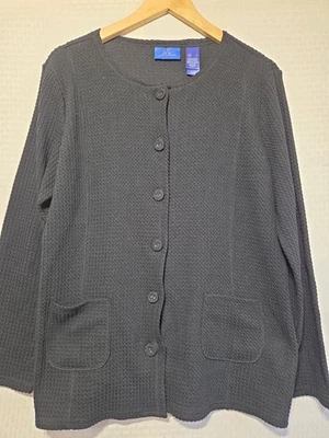 Suéter cárdigan tejido texturizado negro JH Collectibles para mujer talla L grande... Foto 1 de 4