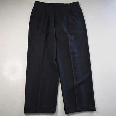 Pal Zileri 36x30 Gray Diagonal Stripe Wool Pleated Cuffed Classic Mens Pants - Image 1 of 4