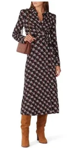 Diane von Furstenberg DVF Sansa Kleid geometrisch Größe Medium Knöpfe Wickeloptik neu mit Etikett - Bild 1 von 5