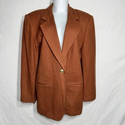 Savannah Women's 14 Rust 100% Wool Long Sleeve Vintage Blazer - Image 1 of 4
