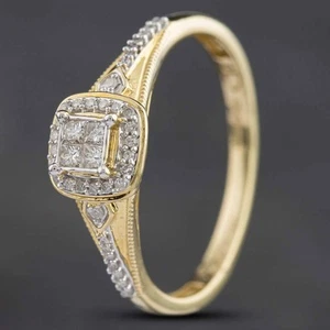 Second Hand 9ct Yellow Gold 0.20ct Diamond Cluster Ring 431201237 - Picture 1 of 1
