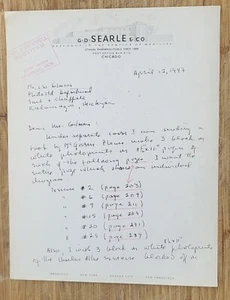 1943 Letterhead Chicago Illinois GD Searle Ethical Pharmaceuticals Kalamazoo MI - Picture 1 of 2