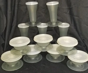 Rare Vtg Tupperware Tupper Seal Dessert Jello Cups - 7 Short & 5 Tall #754, Gray - Picture 1 of 7