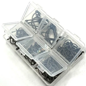 GANCI DA PESCA CARPA Selezione Rivestiti in Teflon Curva Chod Gape Ampio Gambo L 4 6 8 hk - Foto 1 di 2