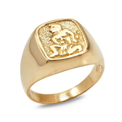 10K Polished Gold Aquarius Zodiac Ring - Image 1 of 4